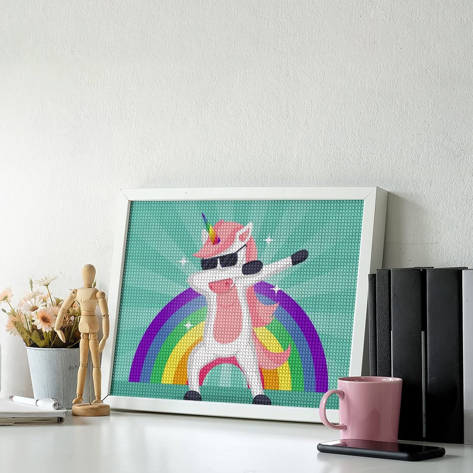 Diy 5D Diamond Painting Di Numero Kit Completo Drill Arcobaleno Unicorno Blu Diamante Quadrato Strass Ricamo A Punto Croce Per Casa Decorazione Murale 30x40cm