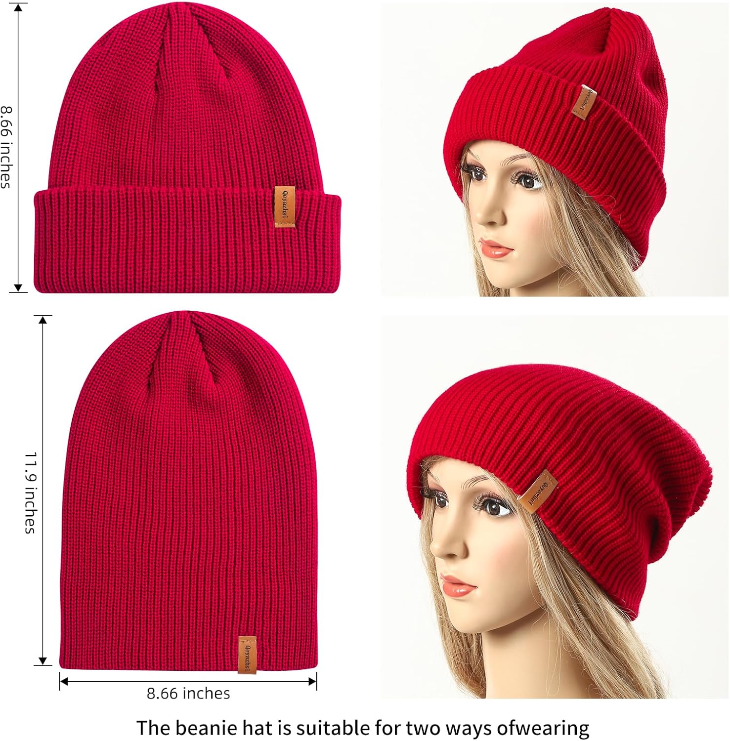 Large Size Winter Beanie - Windproof Thick Warm Skull Cap Knit Hat Cold Cap for Accept Custom Orders Women & Men - Image 2