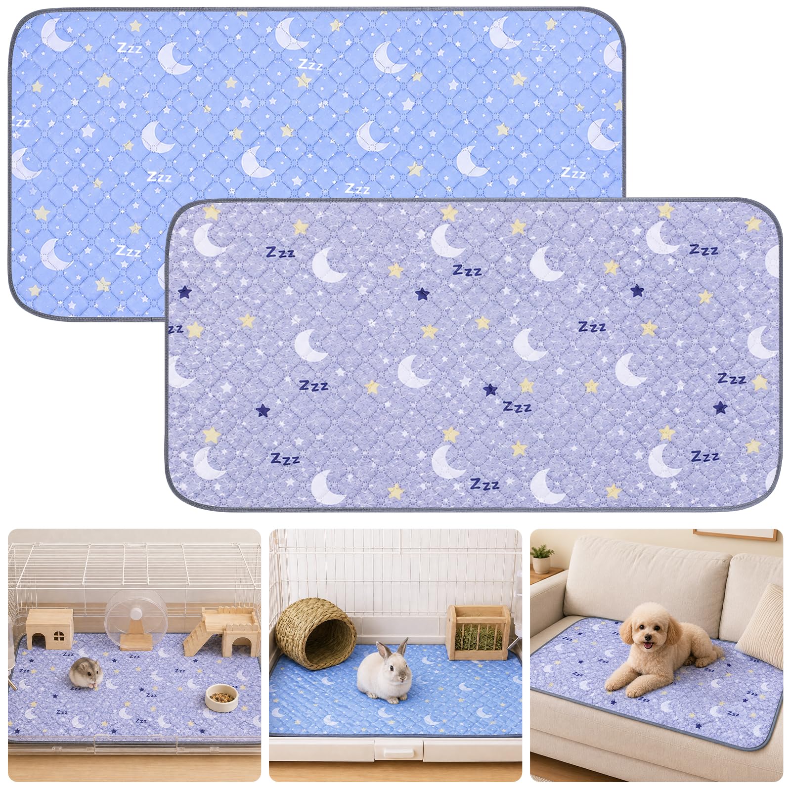 Revestimiento para jaula de conejillo de indias (2 unidades); almohadillas súper absorbentes lavables para orina de conejillos de indias, impermeables, reutilizables, antideslizantes, para
