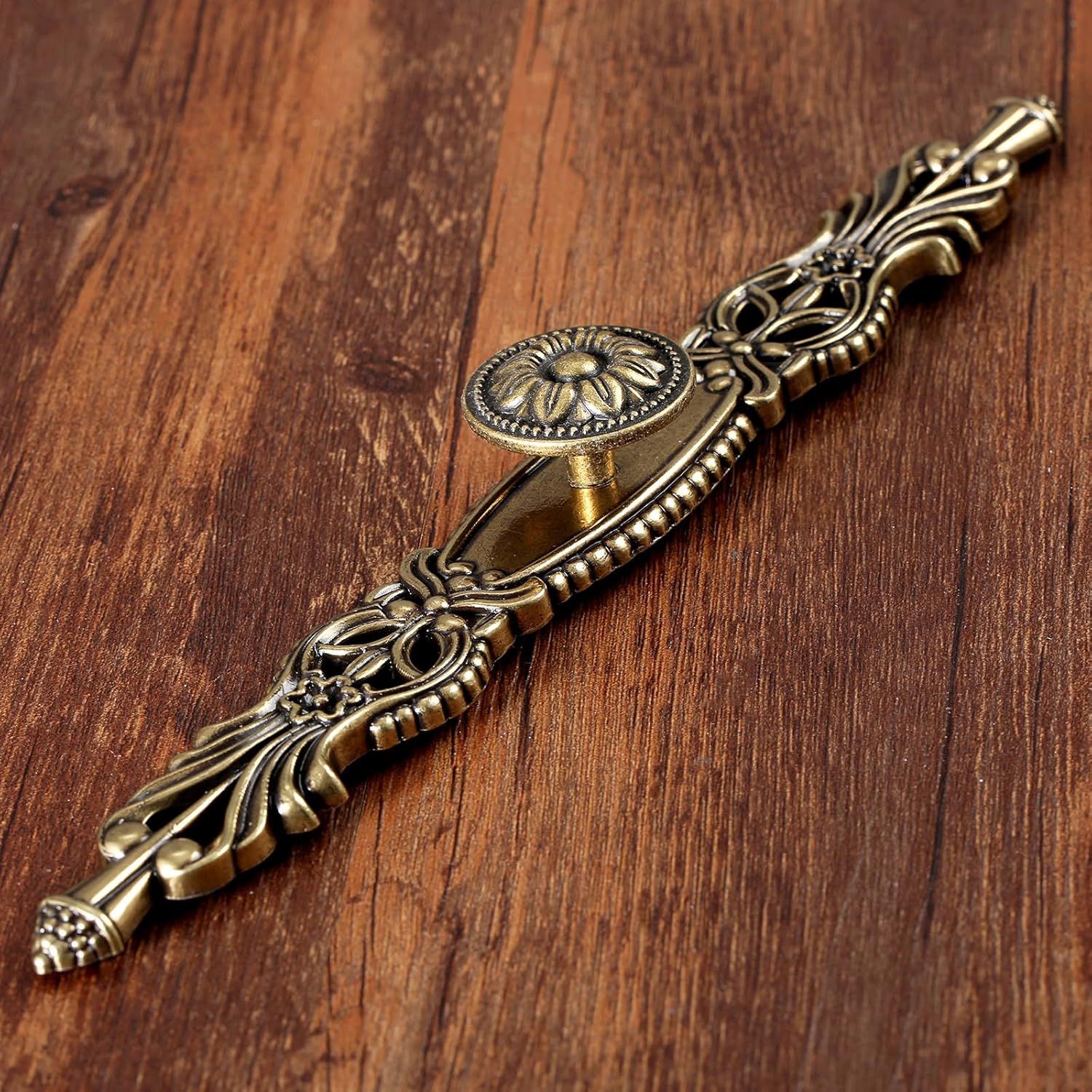 Mgoodoo 5PCS Knobs Handles with Plate, 10.2" Antique Bronze Cabinet Pulls, Vintage Knobs for Drawer Furniture Door Bedroom Kitchen Cupboard with 15 Screws