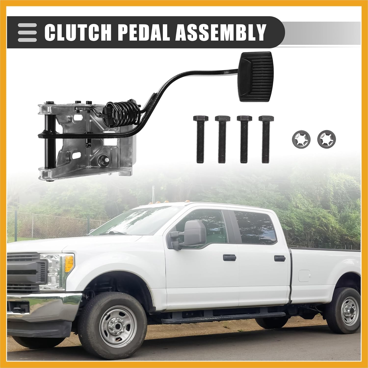 Diesel Clutch Pedal Assembly, for Ford F250 F350 F450 F550 Super Duty 7.3L 1999 2000 2001 2002 2003, YC3Z-7B633-BA, Clutch Foot Pedals with Bracket, Metal, Silver Tone Replacement