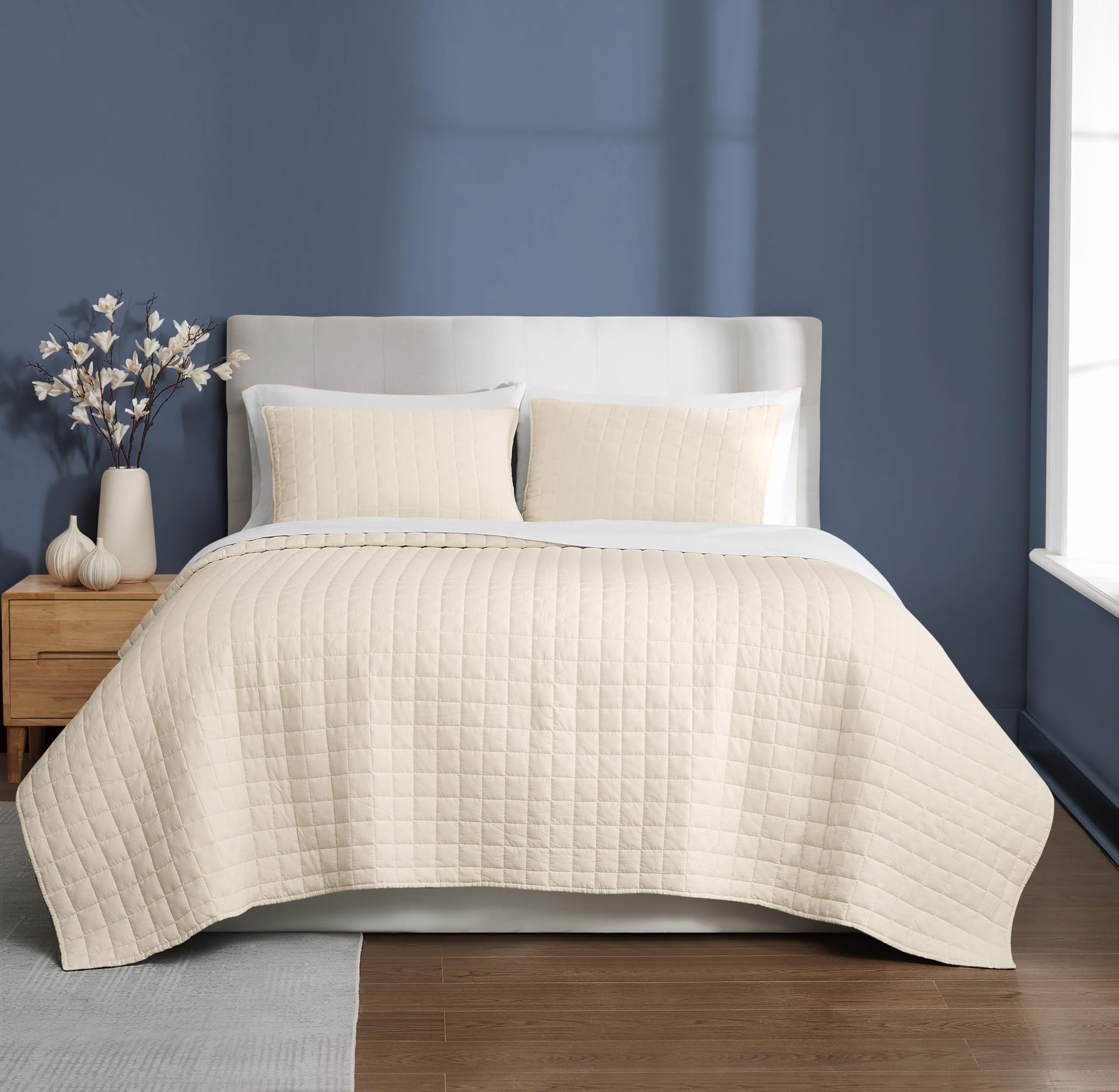 Brooklyn Loom Essential Cotton Natural Full/Queen 3 Piece Quilt Set