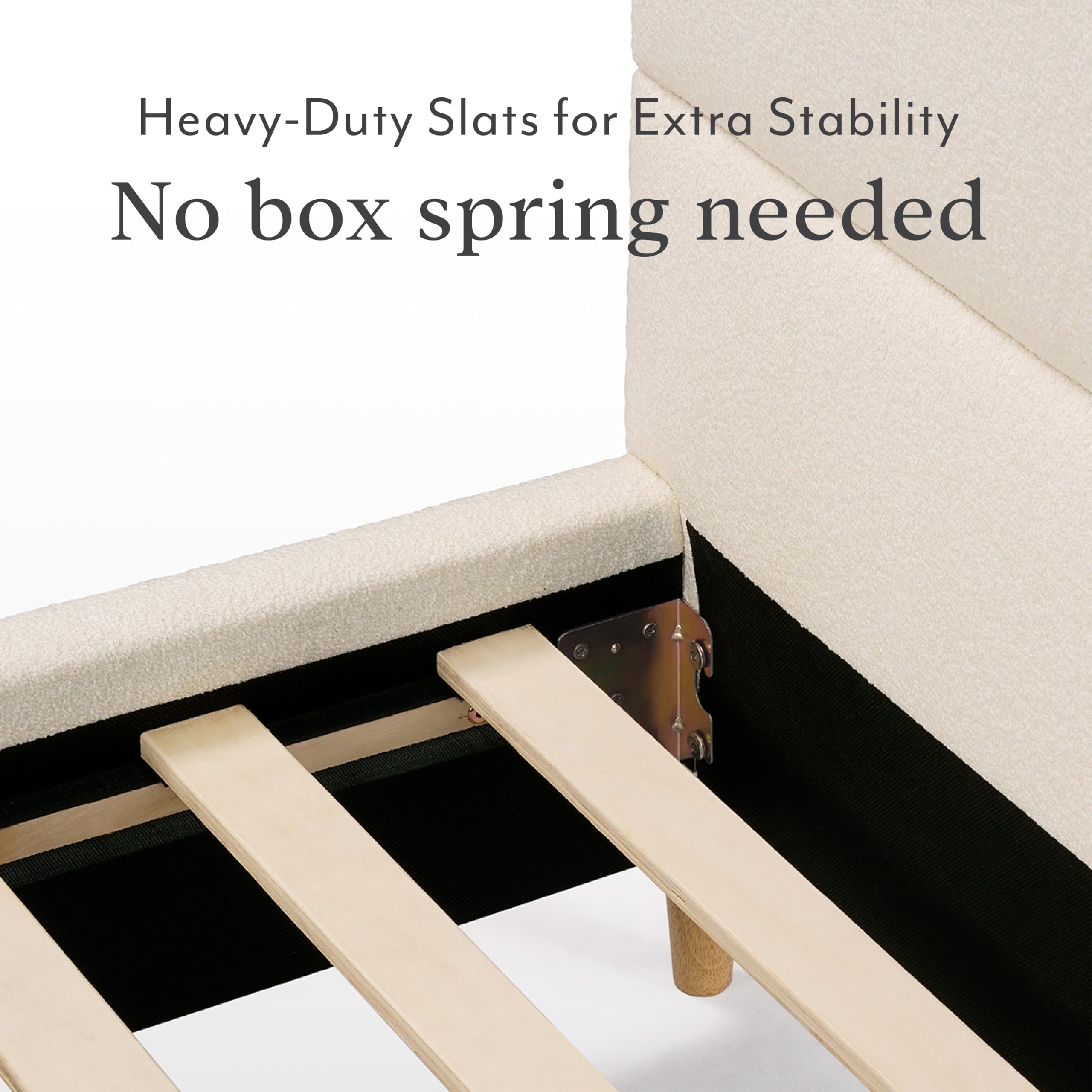 DG Casa Boucle Cloud Bed Frame with Arch Shaped Headboard, Upholstered in Soft Fabric, Platform Bed Frame with Solid Wood Legs - Boho or Modern Style - No Box Spring Needed - Queen Size: Cream Boucle Queen