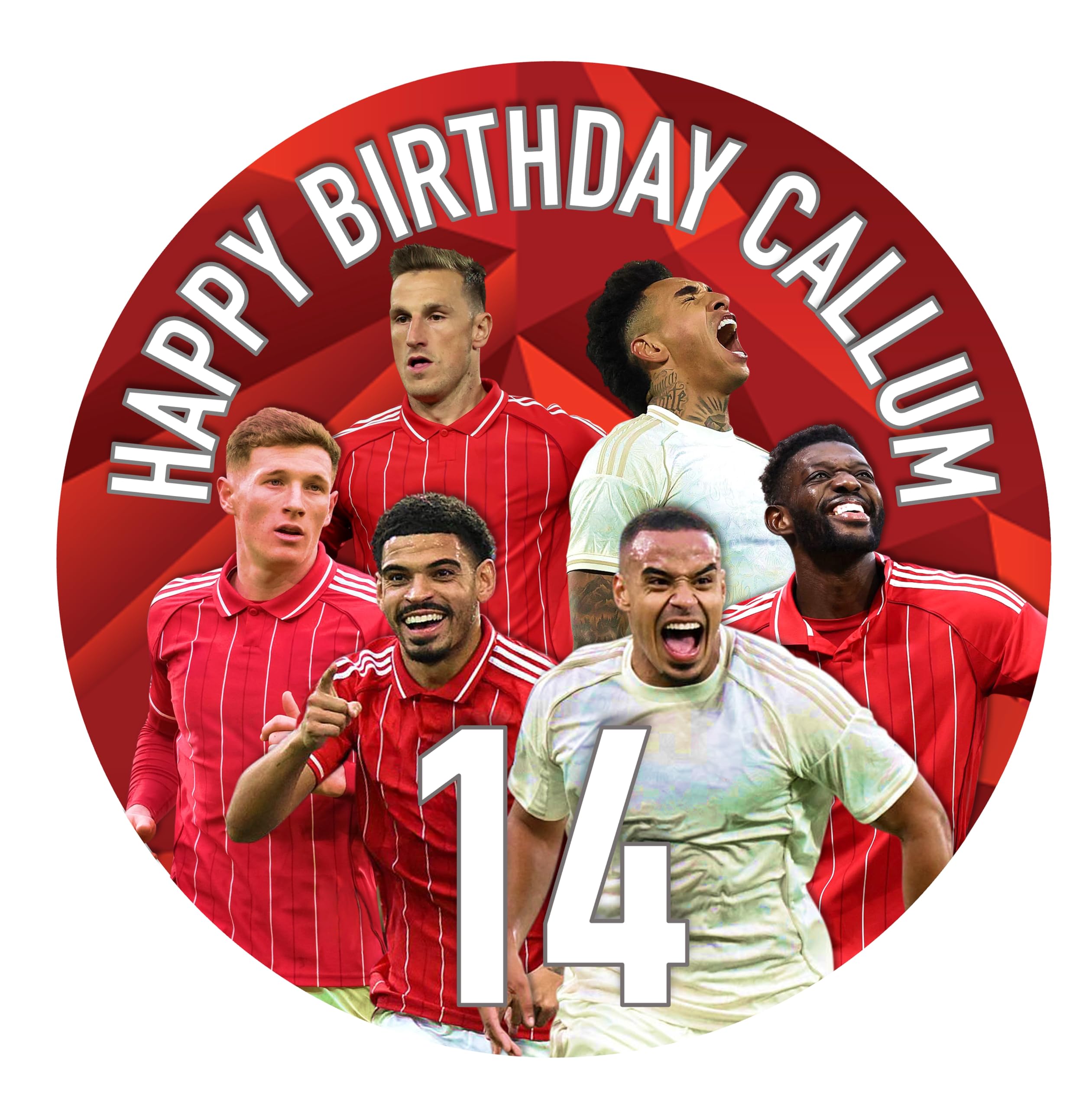 Nottingham Football Edible Cake Topper 7.5 inches Football Icing Sheet & Wafer Card Personalised Birthday Decoration