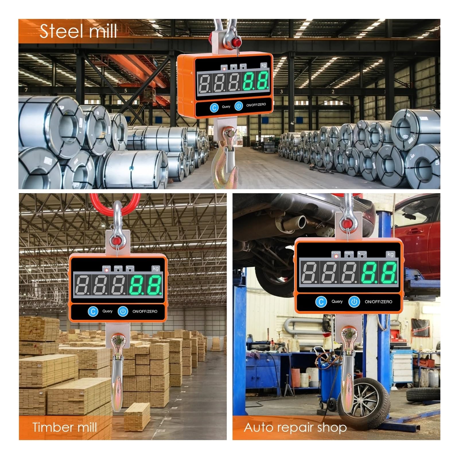 Bilancia for gru digitale in alluminio da 2T, 2000 kg/4000 libbre, bilancia sospesa compatta e resistente, tipo OCS-SA, display a LED con telecomando