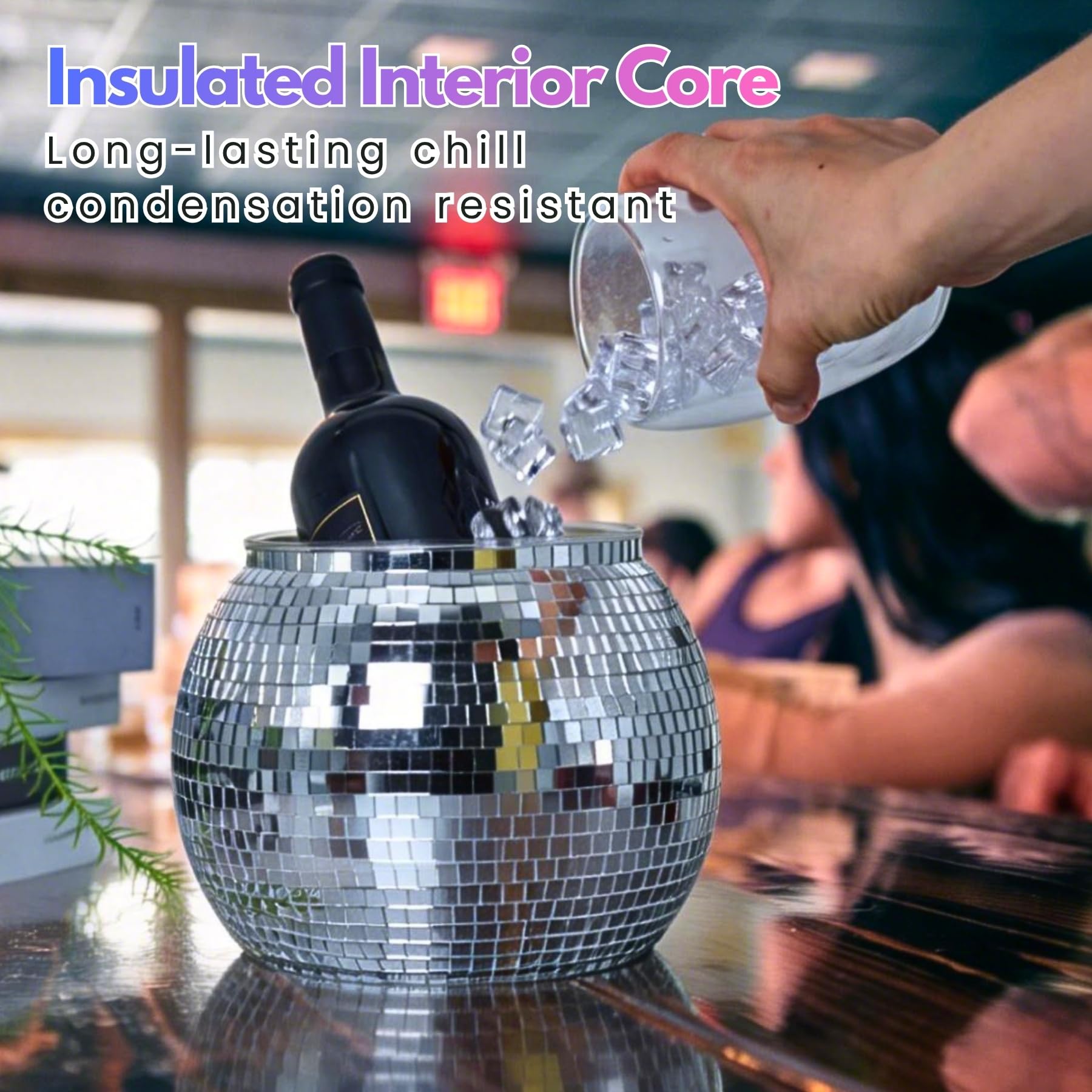 Amazon.com: Disco Ball Ice Bucket 8.8Inch - Mirror Silver Disco