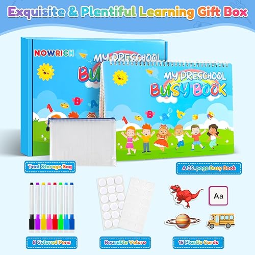 Miniatura 7 de Actividades de aprendizaje preescolar, libro Montessori de 32 temas ocupados para niños de 2 a 6 años, juguetes educativos para niños, libro de