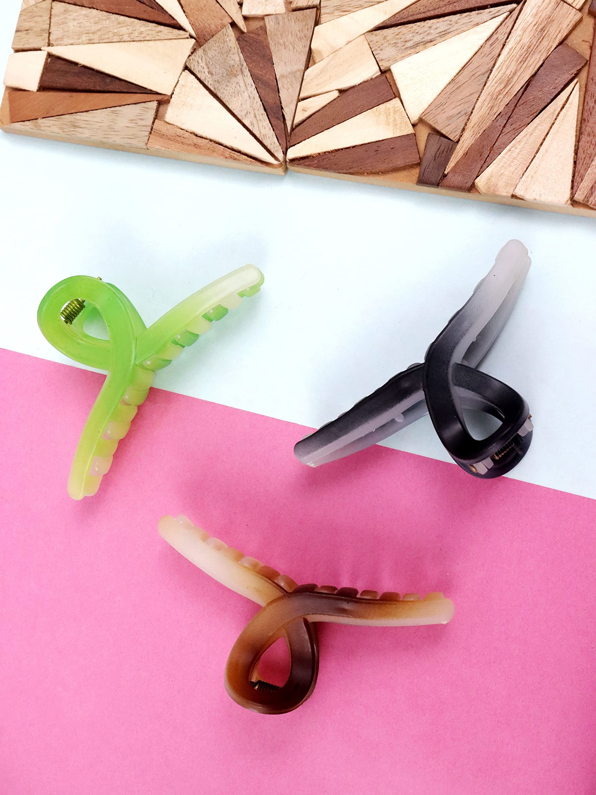 VAGHBHATTMatte 2 Shade Color Hair Claw Clips Large No Slip Matte Jaw Clip for Thin Fine Thick Hair Women and Girls (Pack of 3)