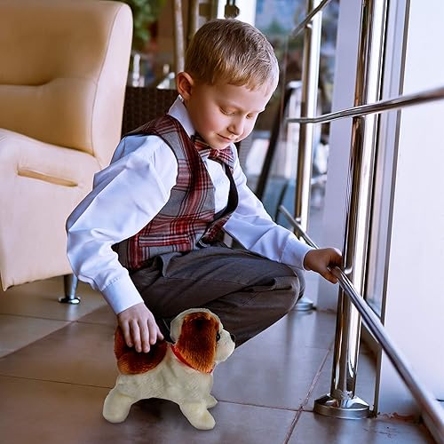 Miniatura 7 de Happy Trails - Juguete interactivo de peluche para cachorros, funciona con pilas, que camina, ladra y hace volteos, piel suave y cómoda, robot de
