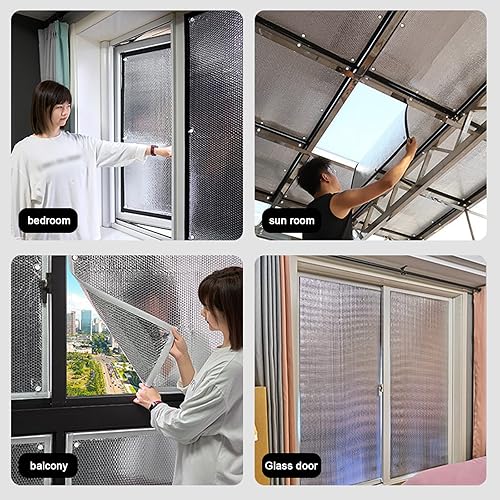 Miniatura 8 de Double Aluminium Bubble Insulation Foil Window Film,Radiant Barrier Reflective Window Film,Day and Night Privacy Protection Window Tint,Suction
