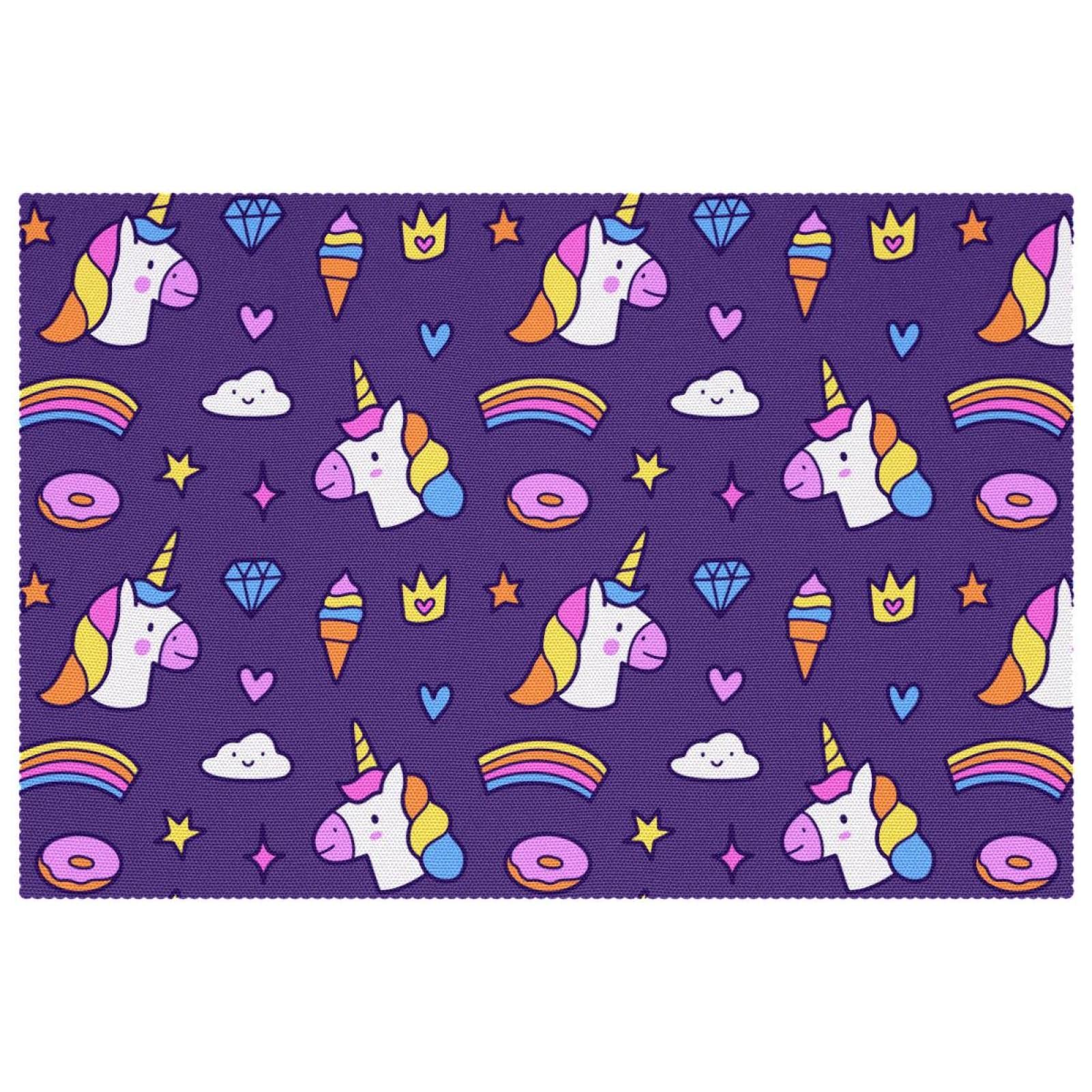 Set de table motif licorne résistant cuisine décoration lavable lot de 4 pièces Oxford