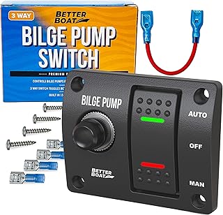 Bilge Pump Switch, 3-Way Panel with 12V LED Lights, Rocker Switch for Manual and Automatic Operation, Compatible with Auto Bilge Pump and Float Switch, Marine Grade for Boats