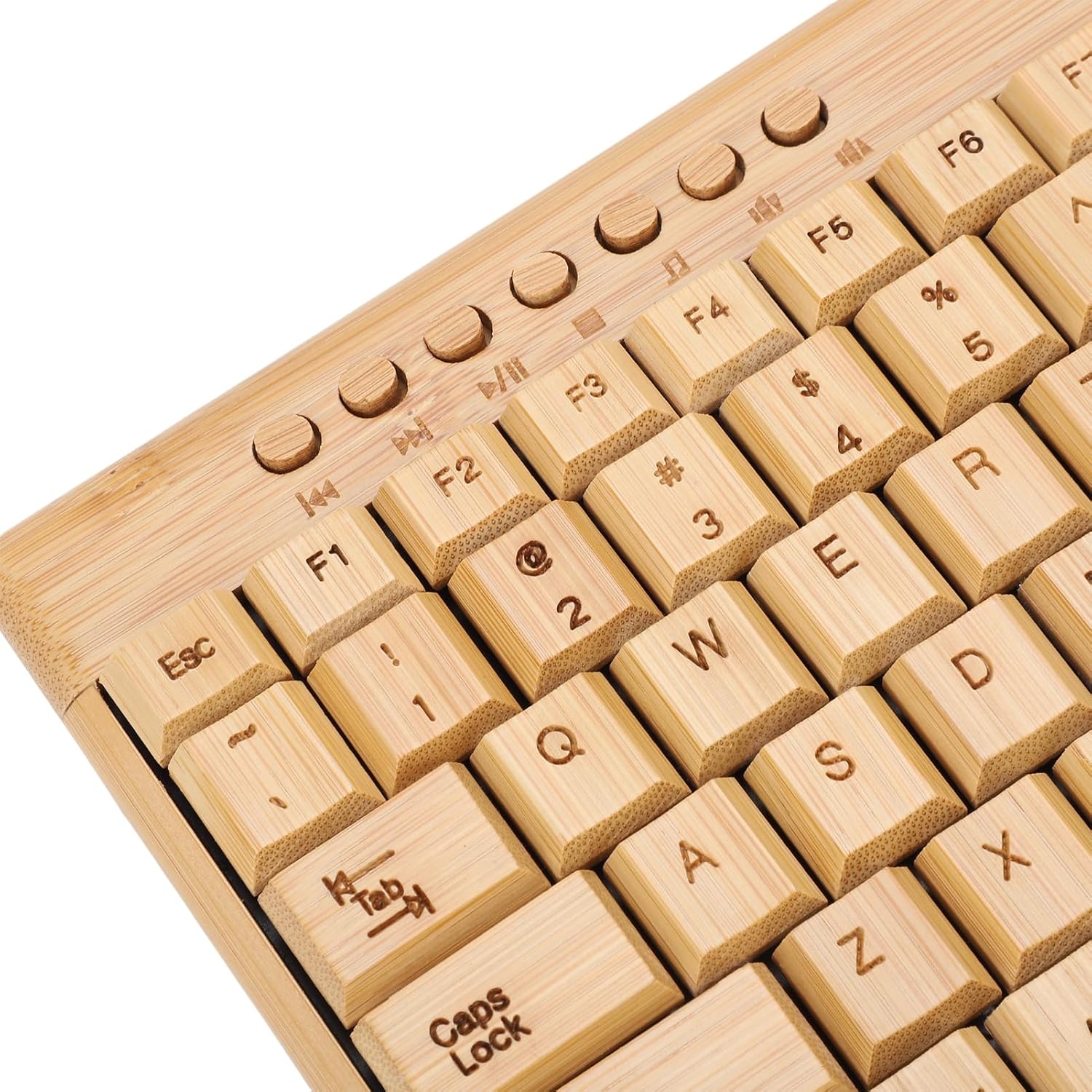 GOWENIC Handcrafted Bamboo Keyboard Mouse Combo, 2.4G Wireless Keyboard and Mouse Set with USB Receiver, for iOS Vista NT