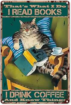 Targa in metallo retrò con scritta Cat Plays Guitar – That's What I Do,I Play Guitar And I Know Things, decorazione artistica per casa, club, cabina, garage, negozio, bar, caffetteria, fattoria