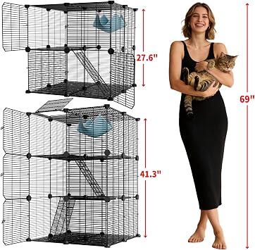 STILLCOVE Large Cat Cage Indoor, with Hammock & Anti-Tip Kit