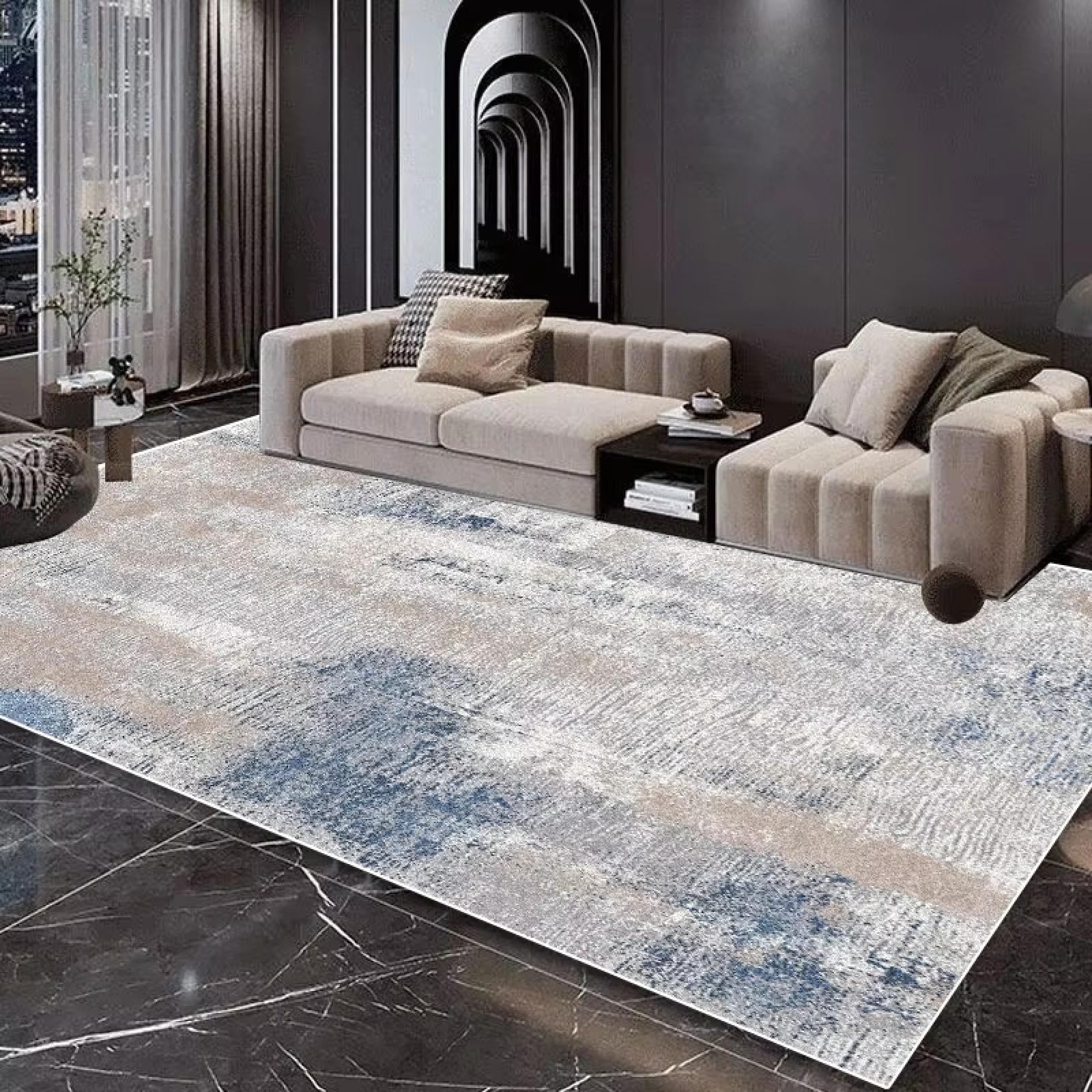Tapis de salon moderne luxueux style abstrait grand format 160x200cm haute densité