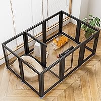 Vista 12 de Corralito de acrílico transparente para perros, corral transparente para perros para interiores, fácil de montar, corral transparente para mascotas