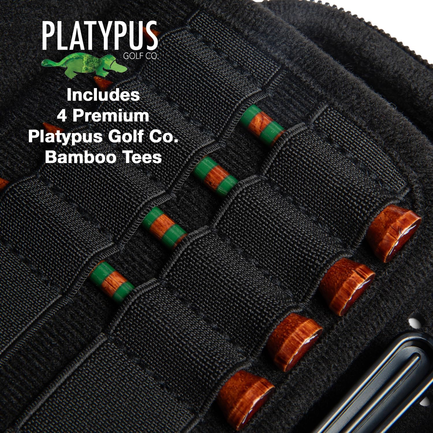 Platypus Golf Co. Golfing Caddie EVA Travel Case Organizer with Bamboo Tees & Ball Marker - Hand Reversible Hinging Glove Shaper & Holder, Mesh Pocket & Storage Slots, Golfers Cases for Men & Women