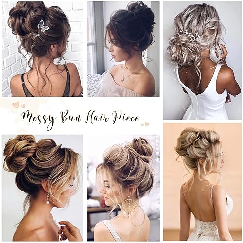 Miniatura 6 de 4 piezas de moño de pelo desordenado, moño desordenado, moño desordenado, piezas de cabello para recoger, peluca, extensiones de cabello para mujeres