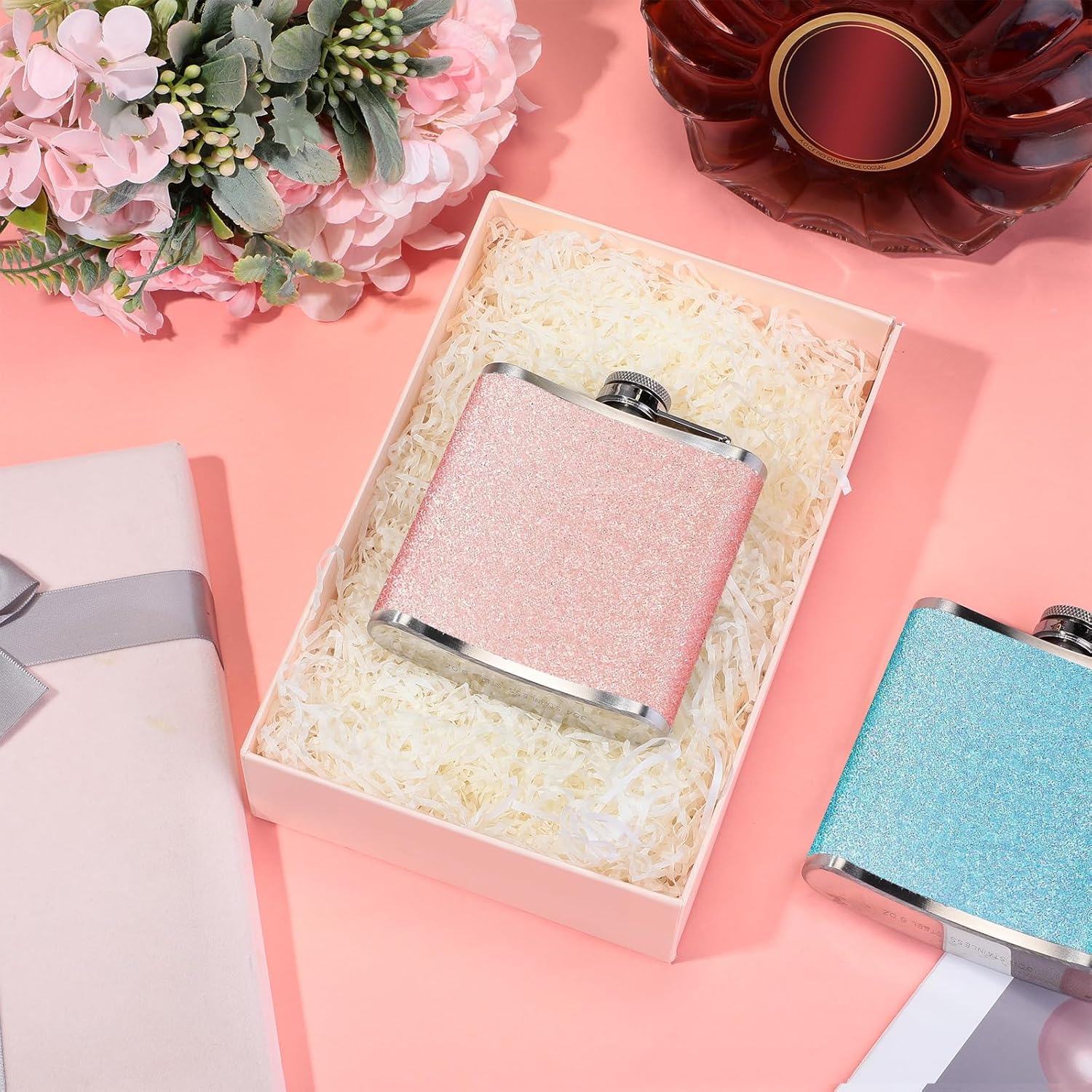 Hushee 8 Pcs Bling Leakproof Flask with 8 Funnels Liquor Alcohol Flasks Hip Flask Reusable Colorful Flasks Whiskey Wine Flask Alcohol Kit for Liquor Cruise Girls Women Bridesmaids (8 oz) - Image 6