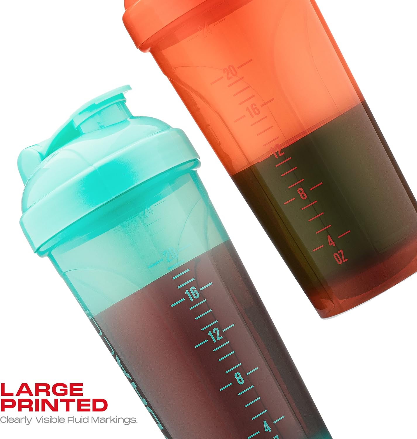 Hydra Cup | 6 Pack | Shaker Bottles for Protein Powder Shakes & Mixes, 28-Ounces (900ml), Six Colors, Wire Whisk & Mixing Grid, BPA Free Shaker Cup Blender Set