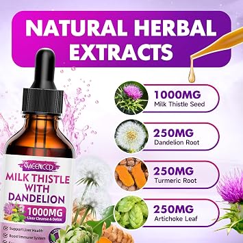 MEENCCD Milk Thistle Liquid Drops - Milk Thistle Supplement with Silymarin, Antioxidant Support, Vegan, Non-GMO, 2 Fl Oz