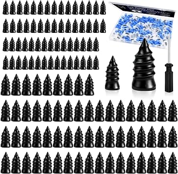 NACHLYNN 120 Pcs Tire Repair Rubber Nail Kit Tire Repair Nails with 2 Sizes and Screwdriver for Car Motorcycle Truck