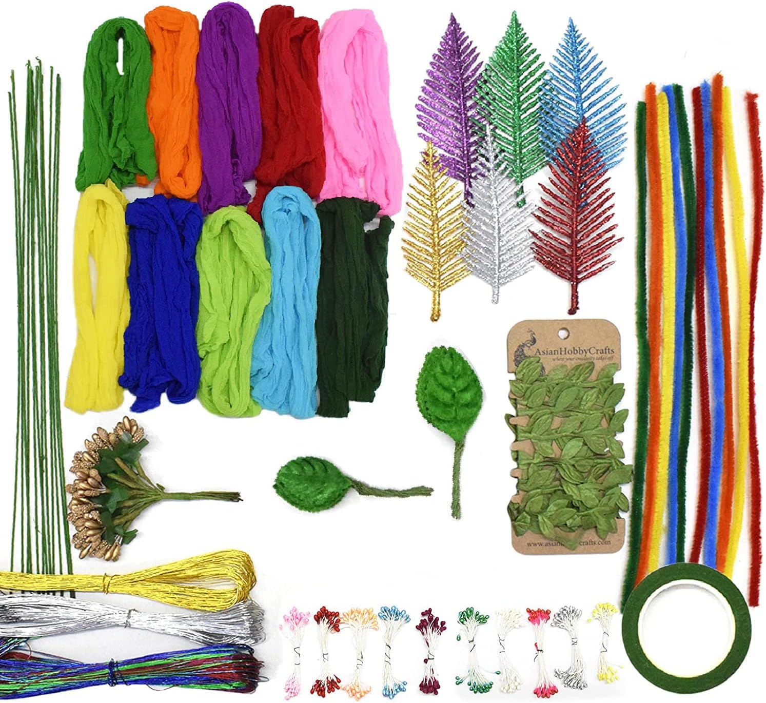 Asian Hobby Crafts Stocking Flower Making Kit for Craft Flowers With Pipecleaner & Wire - Perfect Craft Kit for Adults & Kids DIY Activity Kit, Gifts for Girls & Beginners, All in One Flower Decoration Kit