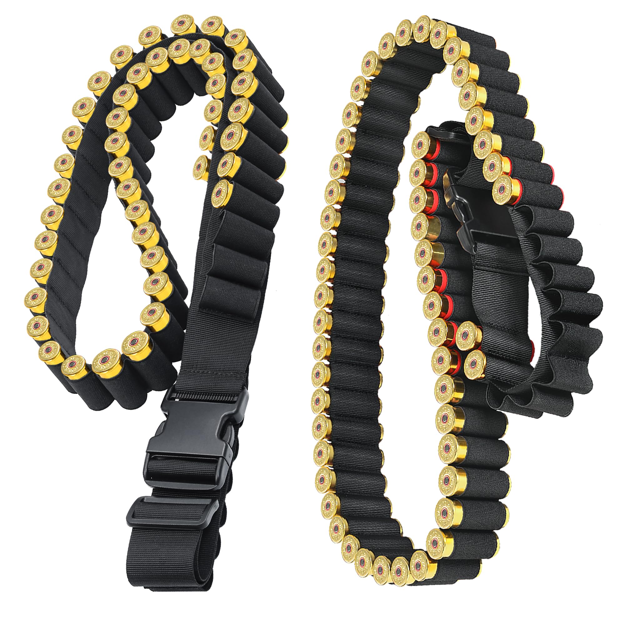 Shotgun Shell Holder for 12-Gauge and 20-Gauge - JulyTek 60 Round Tactical Shotshell Bandolier Adjustable with 2PCS 7 Round Butt Stock Shell Holders