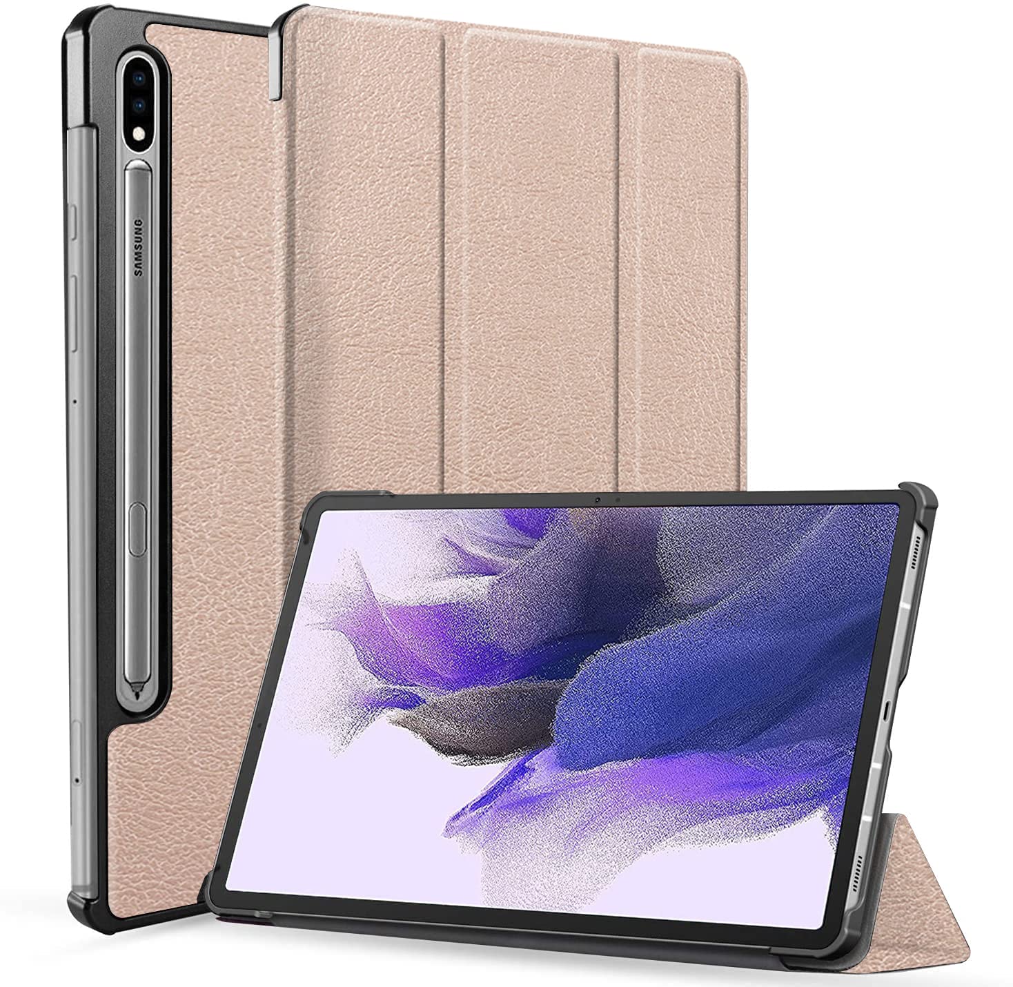Robustrion Smart Trifold Hard Back Flip Stand Case for Samsung Galaxy Tab S7 Plus 12.4 inch(31.4cm) [SM-T970/975/976] 2020 - Gold (B08HMF8DYL) Amazon Price History, Amazon Price Tracker