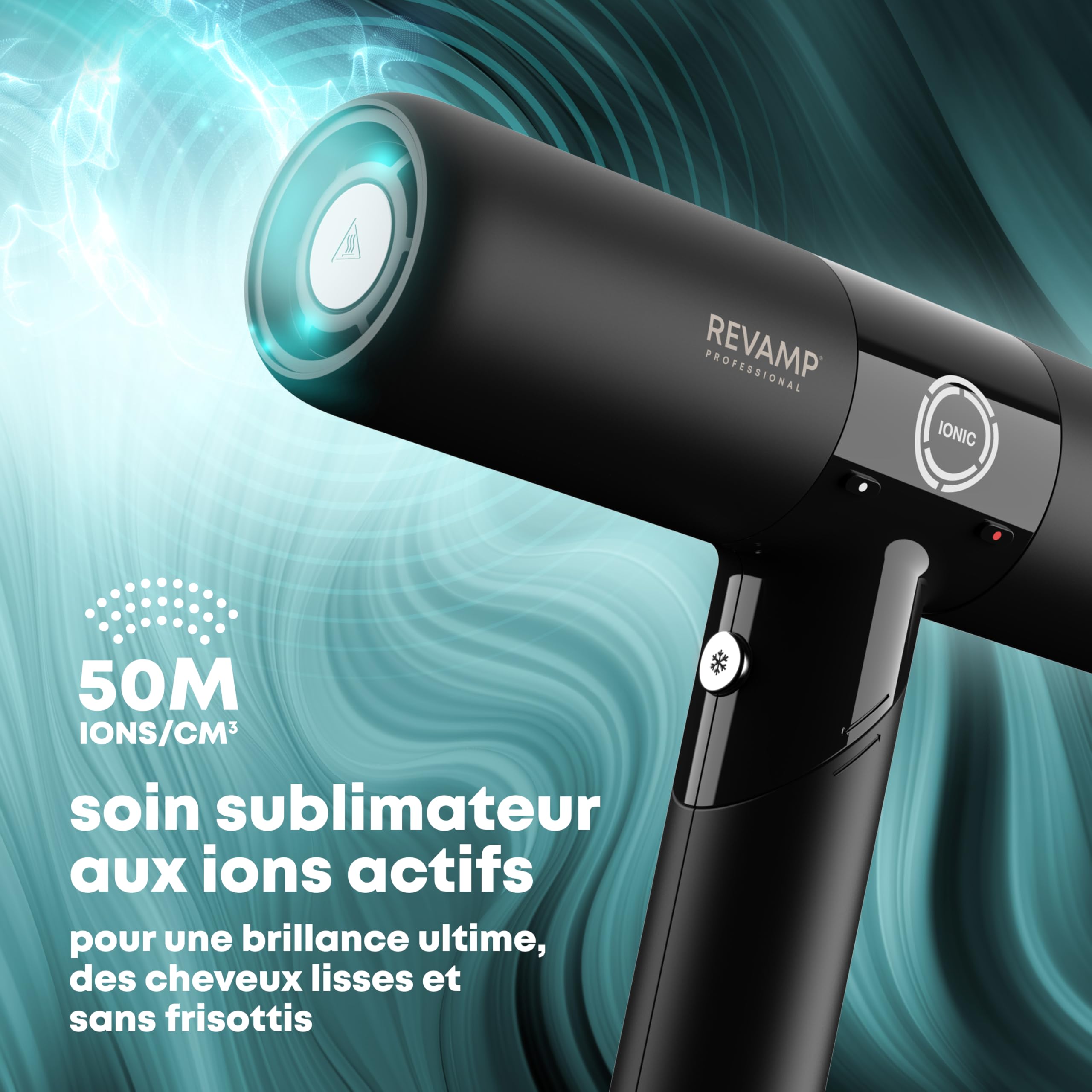 REVAMP Enigma Revelation Seche Cheveux Ionique - Moteur Digital Intelligent pour un Séchage Rapide, Sèche-Cheveux Diffuseur Boucle, Léger - 3 Accessoires Magnétiques, pour un Coiffage Professionnel
