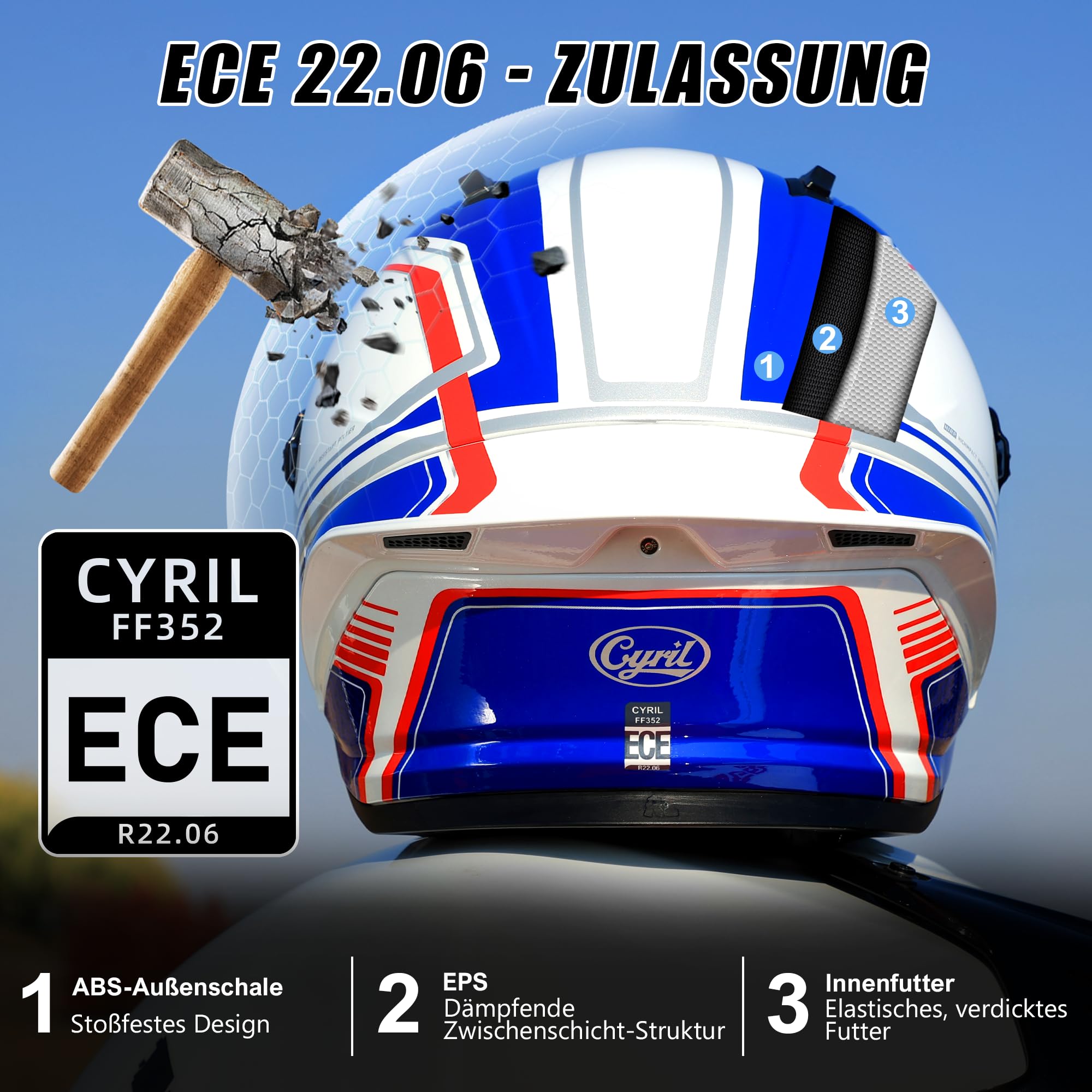 Motorradhelm Integralhelme für Erwachsene, Vollvisierhelm für Erwachsene mit getöntem und klarem Visier, ECE-zertifizierter Motorradhelm für Männer und Frauen