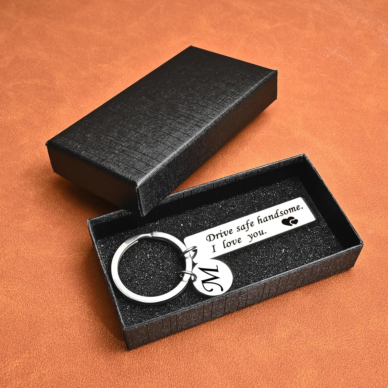 OUMILAN Drive Safe Keychain 26 Letters Keychain Gifts for Boyfriend Couple Husband Dad Birthday Valentines Day Gifts - Image 6