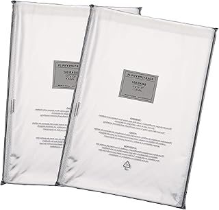 | 200 Count - 10 X 13 Self Seal Clear Poly Bags with Suffocation Warning 1.5 Mil, Resealable Plastic Bags for Cloths, Apparel, T-Shirts, Pants, FBA Packaging