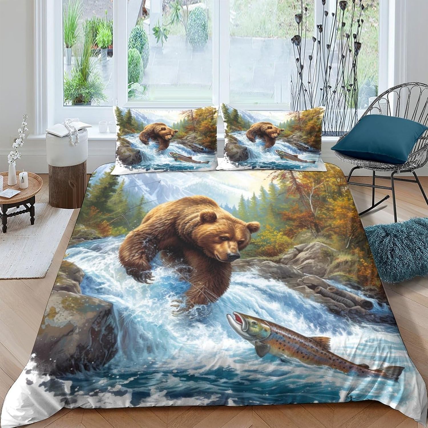 Parure de lit ours 135x200 cm avec impression 3D haute définition durable