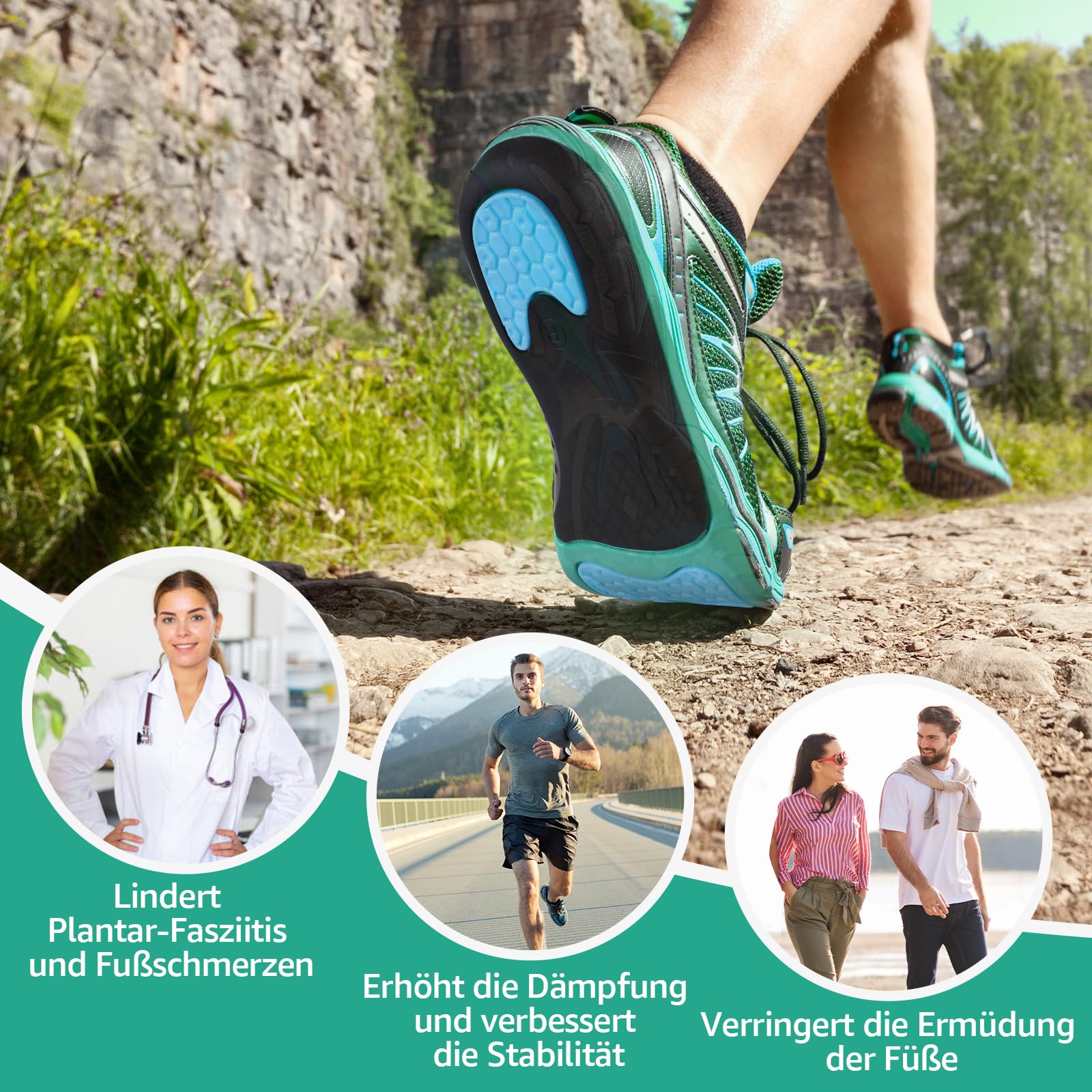 3ANGNI Orthopädische Einlegesohlen Fersensporn Einlagen Senkspreizfuß für Plantarfasziitis, Plattfuß Herren Damen，Kann Auch für Einlegesohlen Arbeitsschuhe Schuheinlagen Schuhe