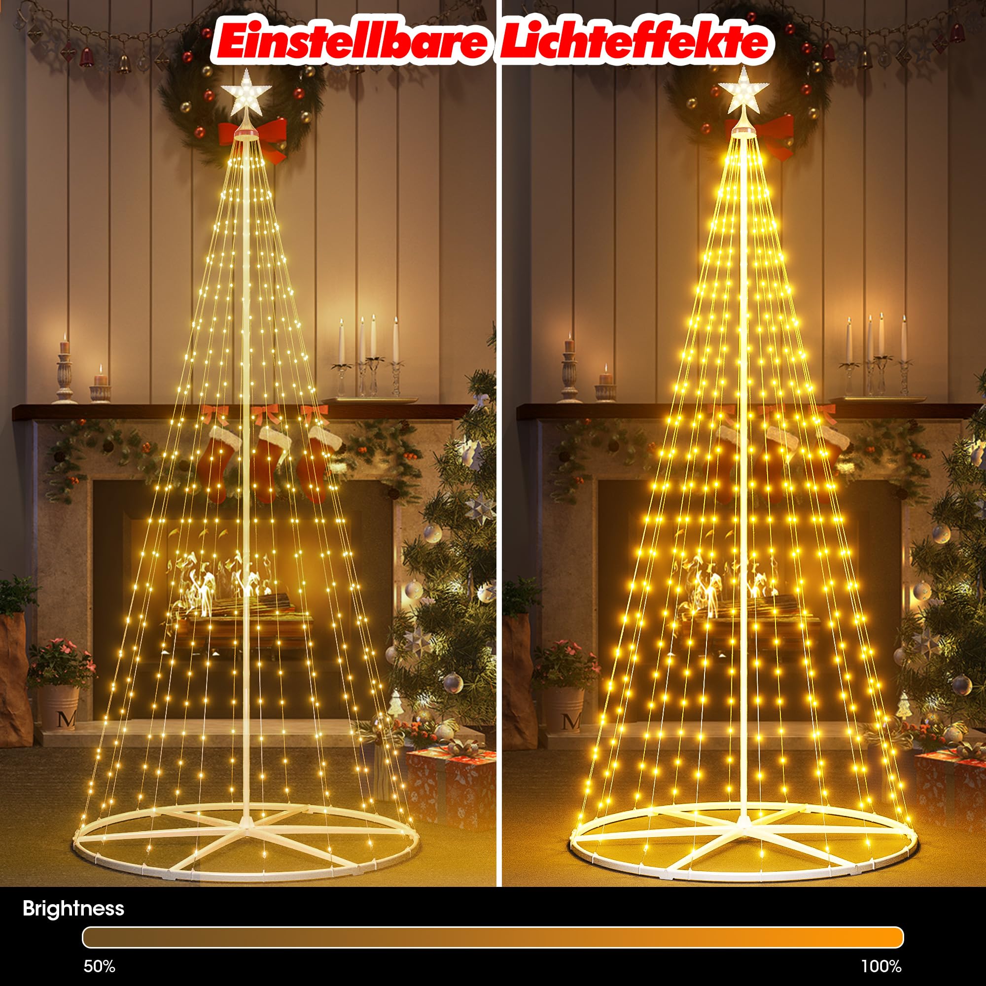2,3M LED Weihnachtsbaum Außen, Weihnachtsdeko Lichterbaum Outdoor - 378 LEDs mit Stern, App & Fernbedienung, RGB Dimmbar, Timer, IP44 Wasserdicht - für Garten, Rasen, Weihnachten, Neujahr