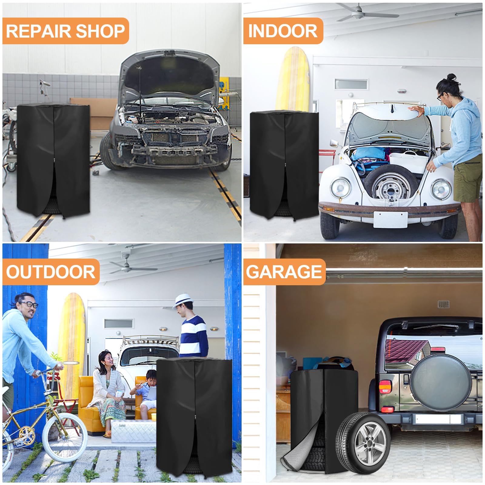 Housse de Pneu Universelle Housse de Protection pour Pneus Voiture Imperméable Sac Pneu Voiture Housses de Rangement pour Pneus Sac de Rangement pour Pneus Housse Stockage Pneus pour 4 Pneus 85*120cm