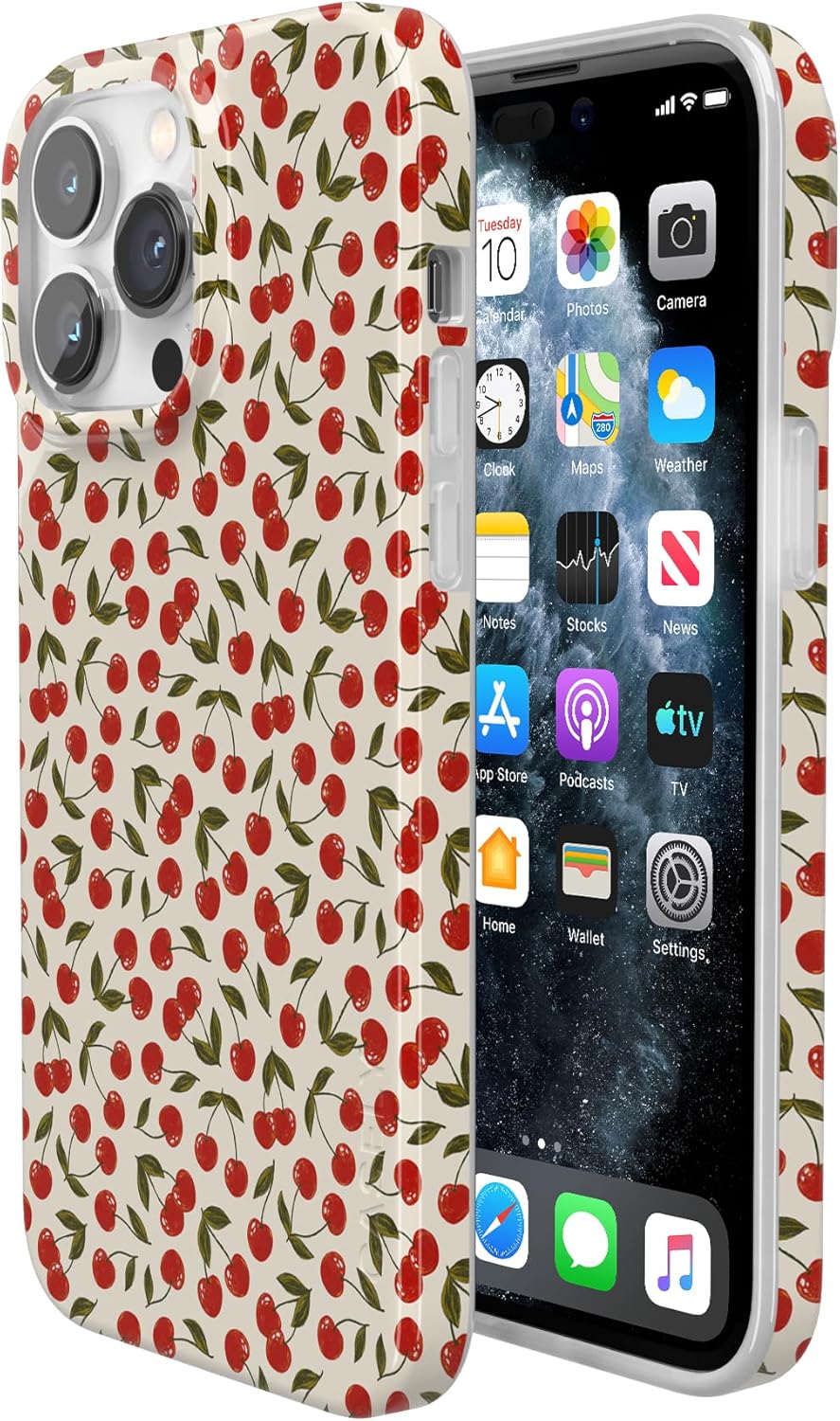 Casely iPhone 14 Pro Case | Cherry on Top | Red Cherries | Compatible with MagSafe | Classic Ultra Slim Design