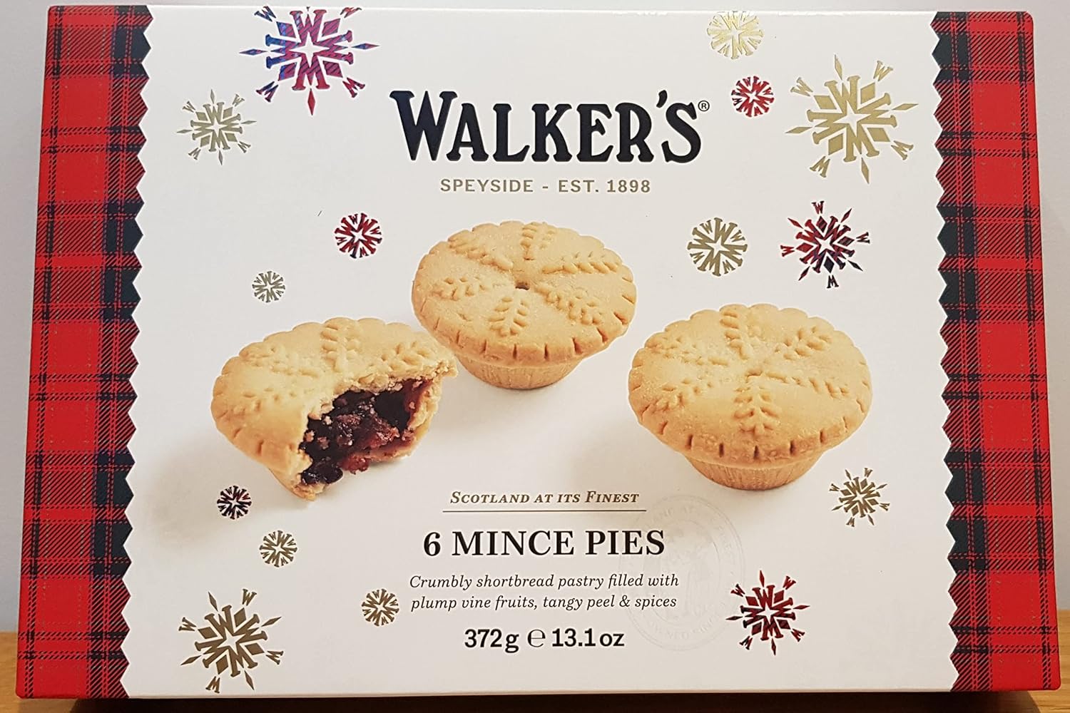 Holiday Mini Mincemeat Tarts - 1 Box, 6 Pieces Luxury Mincemeat Inside, 13.1 Ounce | Buttery Pie Pastry | Perfect Pie for Holidays, Birthdays | by Walkers