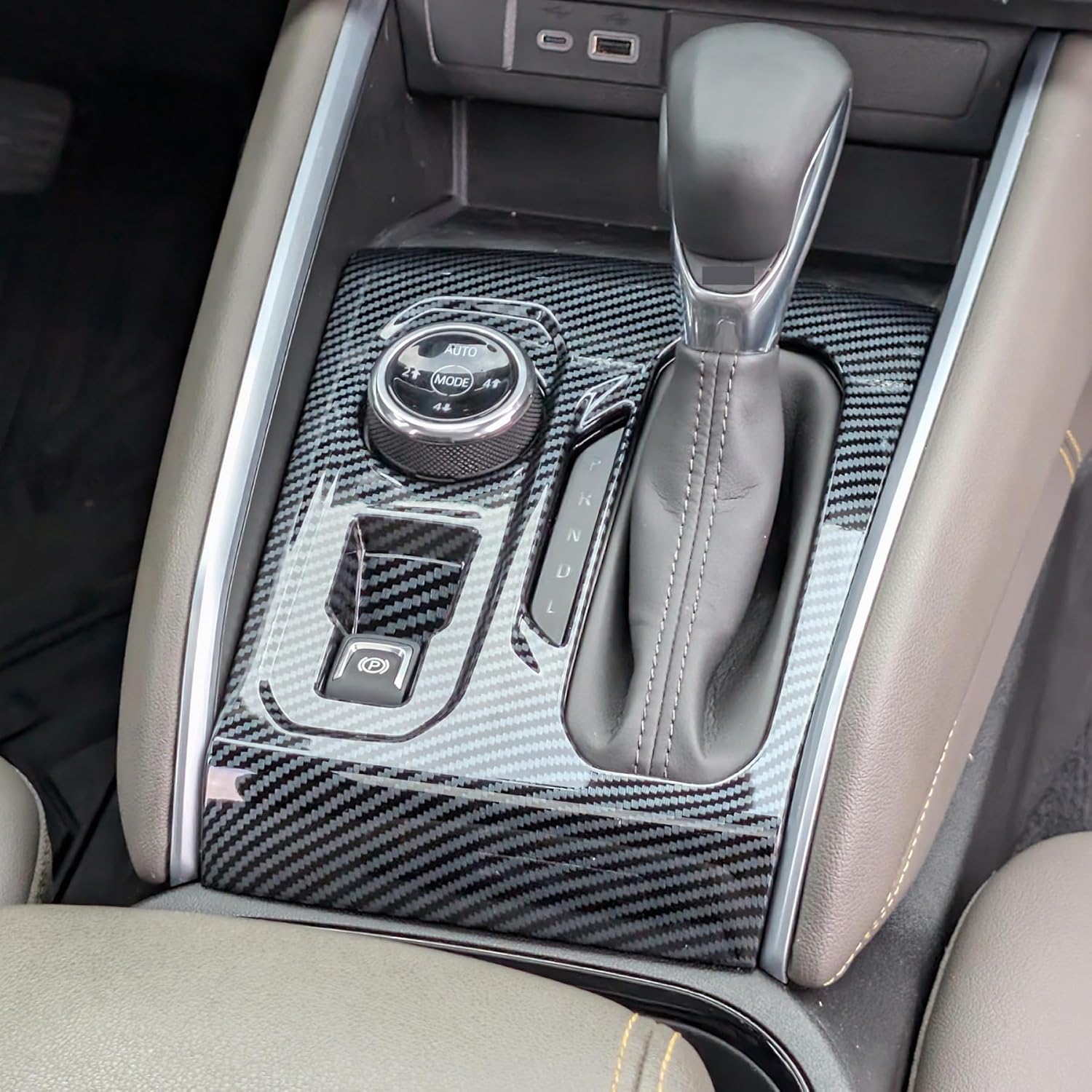 for Chevrolet Colorado 2024 2025 2026 (Not for 2WD) Interior Accessories Gear Shift Panel Cover Frame Trim ABS (Carbon Fiber Grain, Shift Panel Cover)