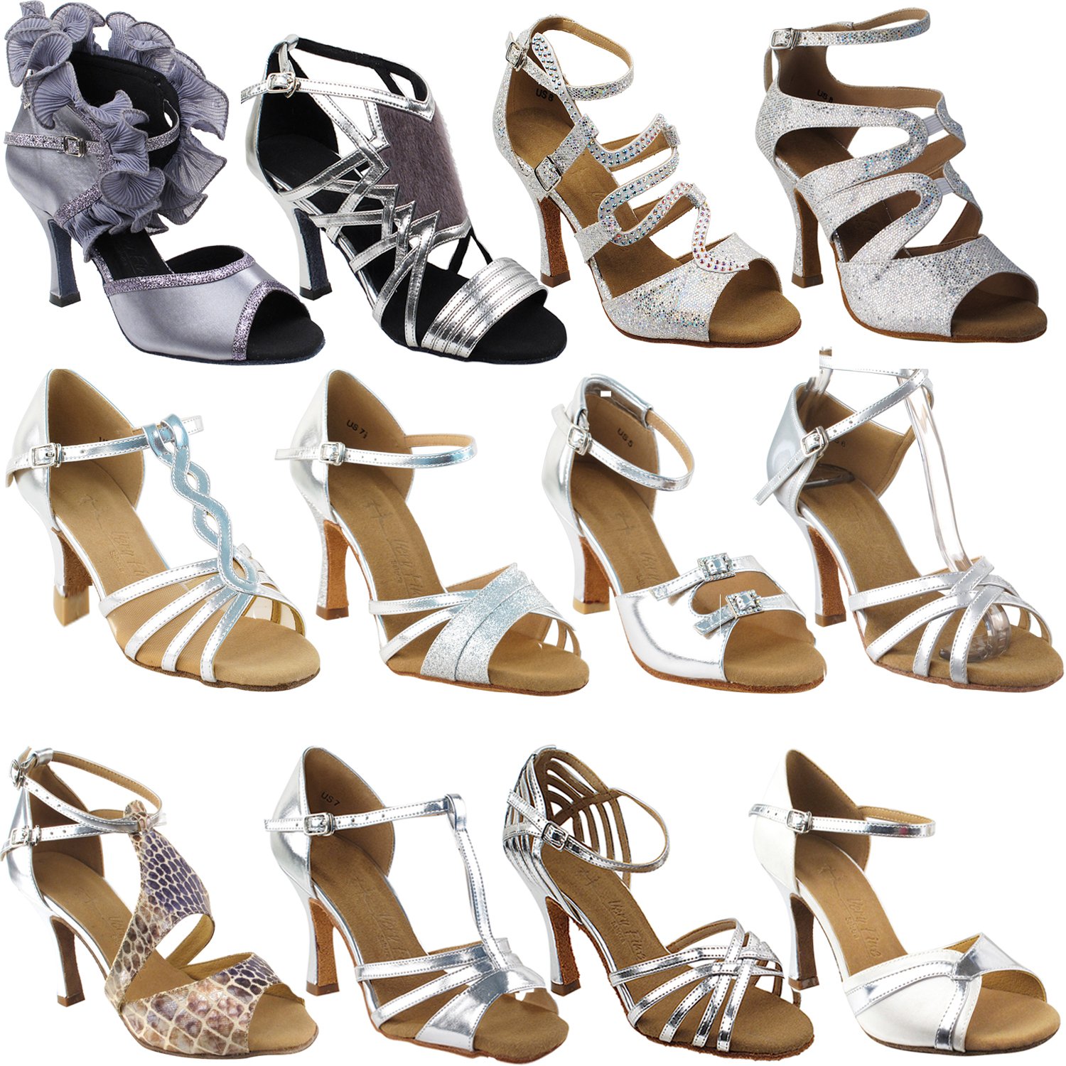 Gold Pigeon Shoes50 SHADES of SILVER Dance Dress Shoes 1: Ballroom Salsa Latin Clubing Latin Wedding