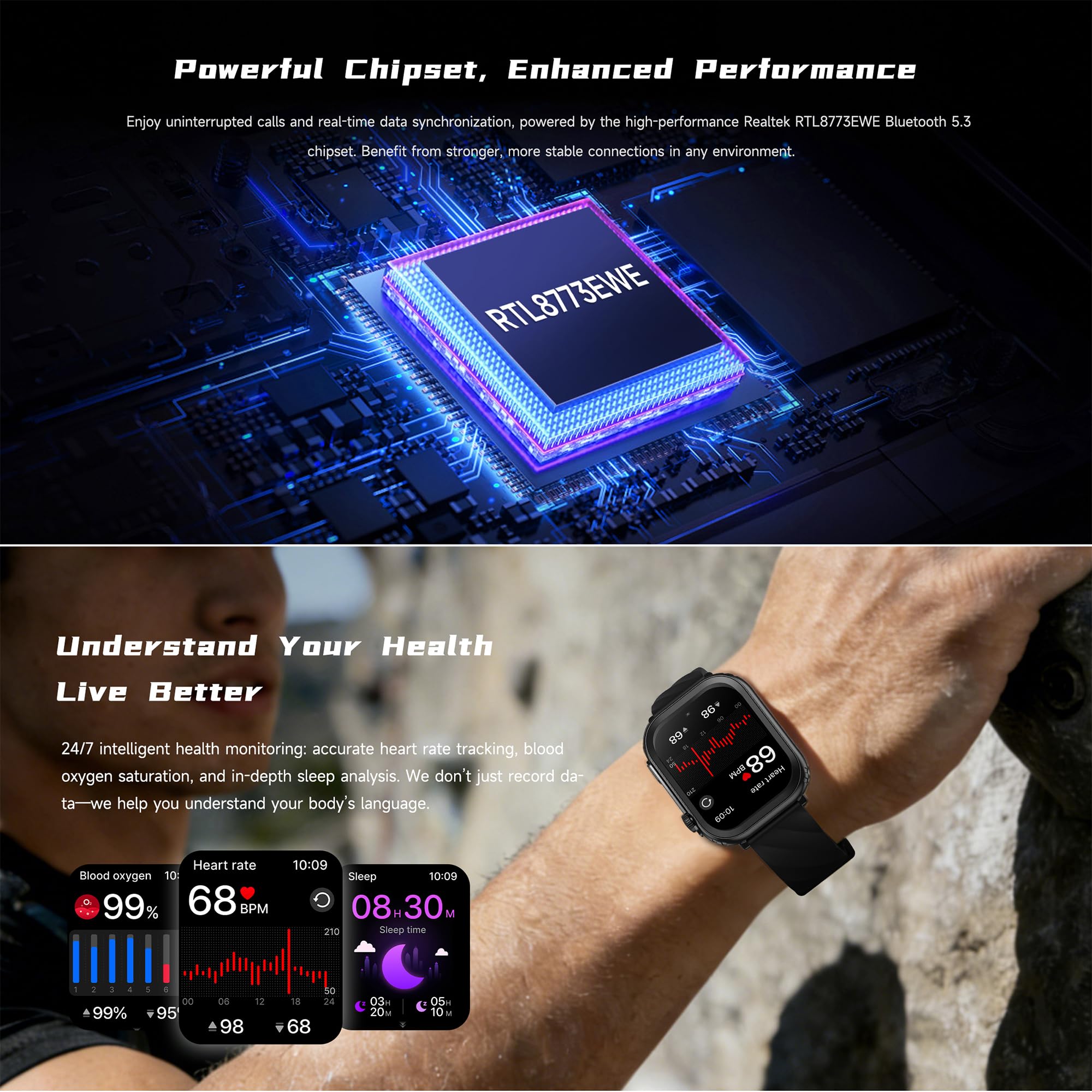 Reloj Inteligente Mujer con Llamadas, 2,01 Pulgada Smartwatch Hombre Deportivo con Podometro Pulsometro SpO2 Sueño Presion Arterial Actividad 1ATM Reloj Digital para iOS Android (Rosa)