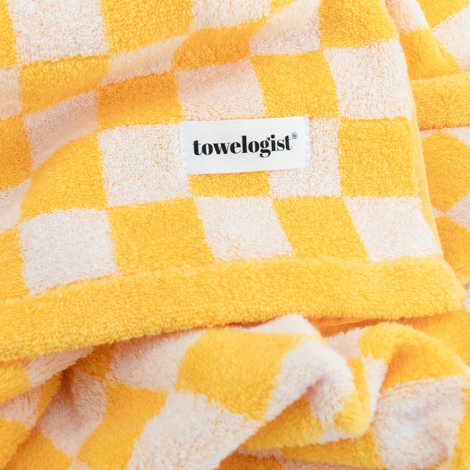 Checkered Bath Towel Set, 2 Pack - Oversized 31x62 Inch, Zero-Twist for Extra Softness, Hollow Yarn for Lightweight, Quick Dry & Super Absorbent - Checkered Yellow