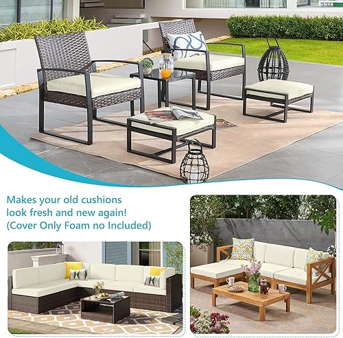 Miniatura 7 de Fundas de cojín para exteriores de 18 x 16 x 4 pulgadas, resistentes al agua, para asiento de patio, funda de asiento anti-UV para sofá, sofá y