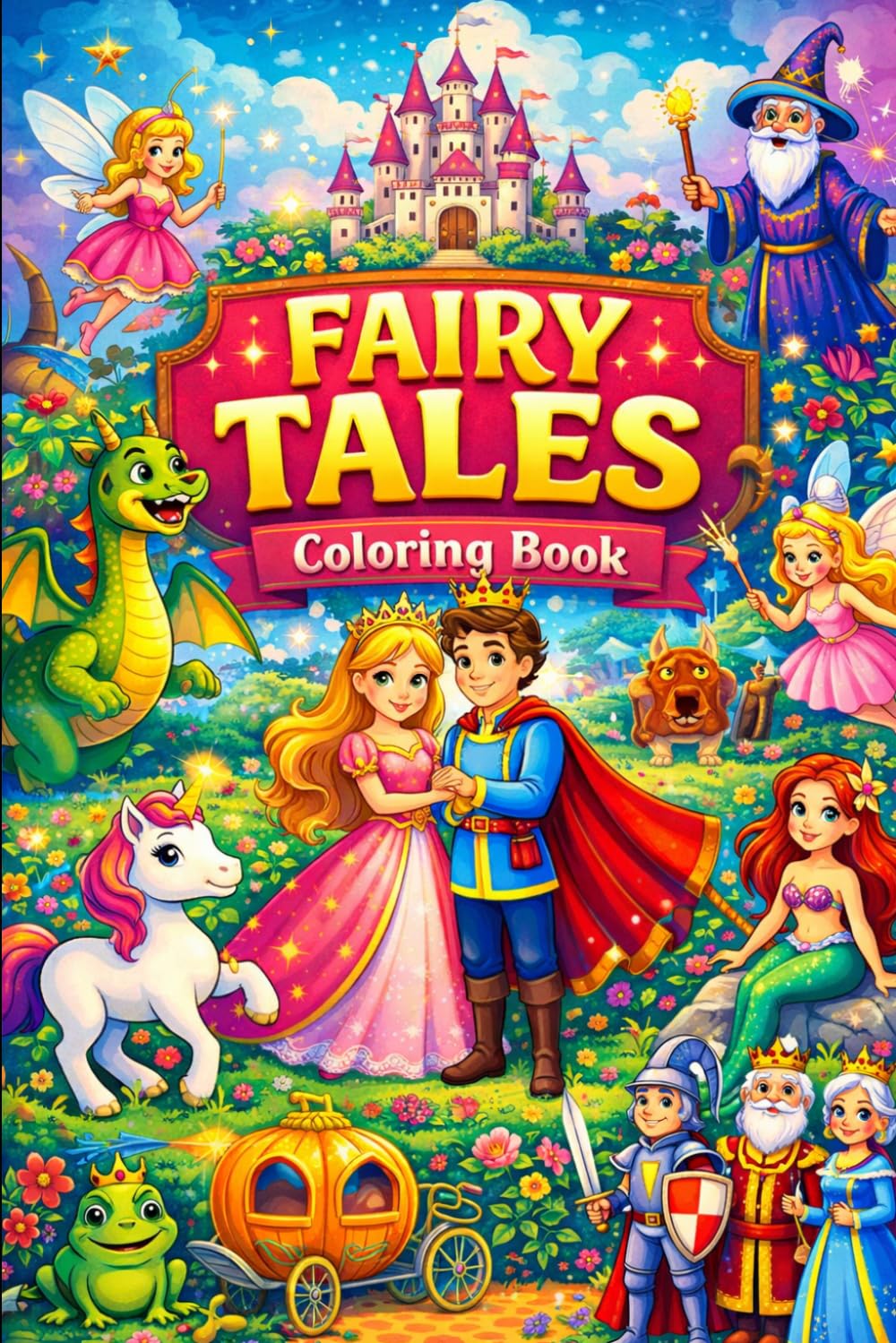 Fairy Tales Coloring Book for Kids Ages 4-8: Princesses, Castles, Dragons, Unicorns & Magical Creatures | Easy and Fun Coloring Pages - Ages 4-8 - easy, fun, simple, big images
