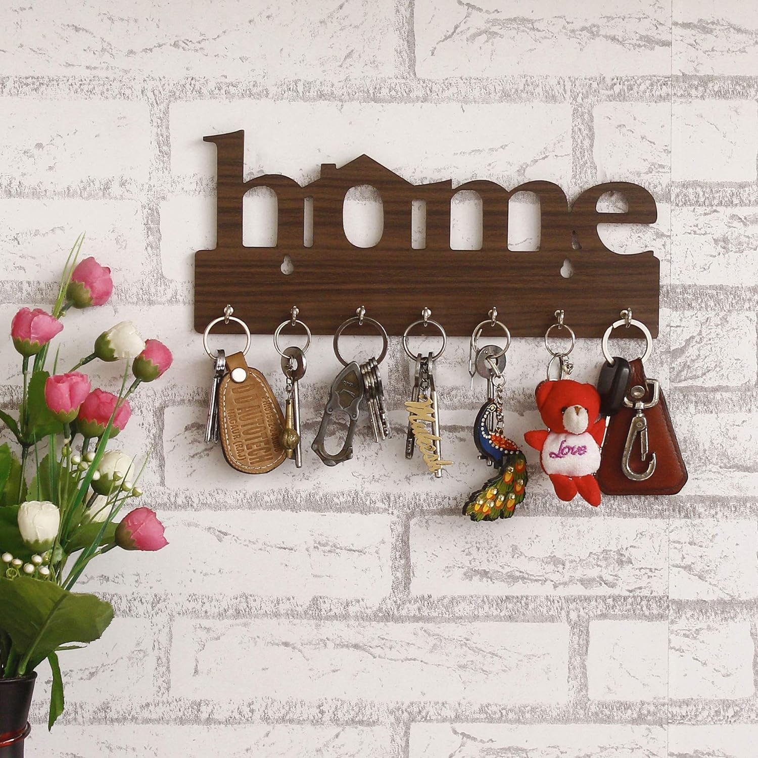 UP16 Premium Home Keys Wooden Key Holder (29 cm x 13.5 cm x 0.4 cm, Wood) 7 Hook - Decorative Items for Home Decor (Brown) (B0D7W8FX89) Amazon Price History, Amazon Price Tracker