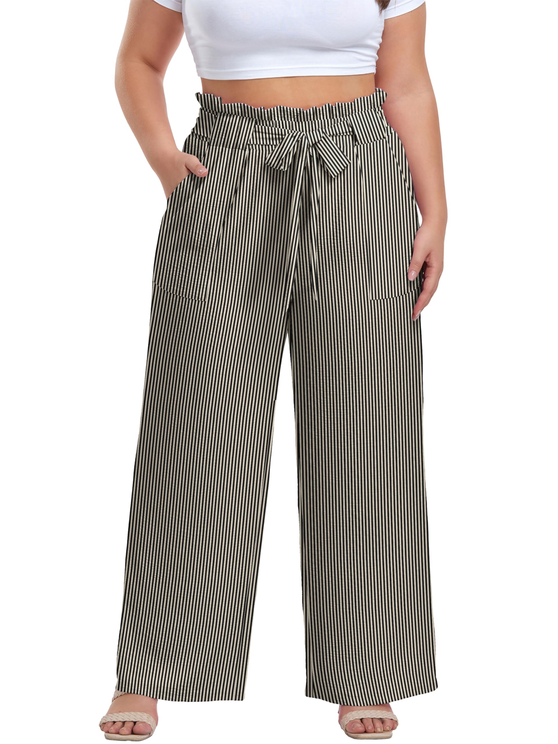 OLRIK Plus Size Pants for Women High Waisted Wide Leg Casual Palazzo Pants