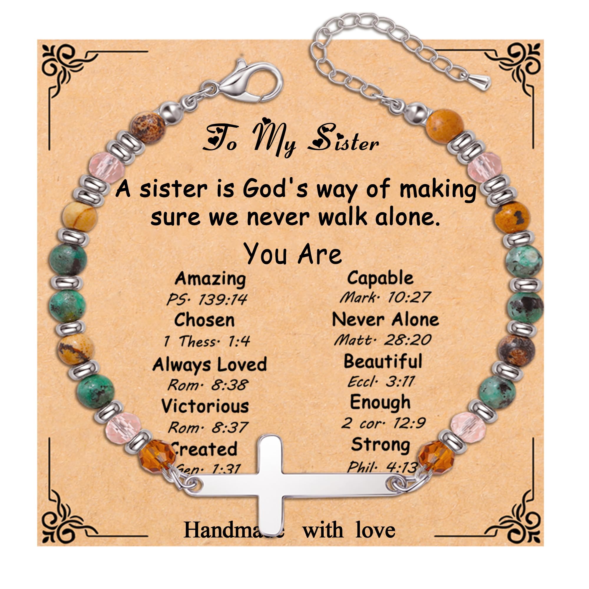 Cross Bracelet for Women Christian Gifts for Daughter Mom Grandma Niece Godmother Religious Baptism Jewelry Birthday Retirement Gifts Beaded Bracelet