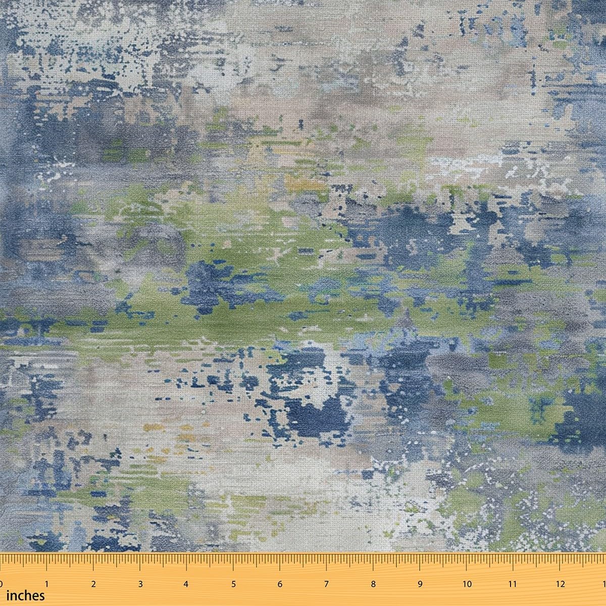 Erosebridal Navy Blue and Green Watercolor Fabric by The Yard, Contemporary Art Upholstery in Modern Abstract Grunge Tie Dye, Pastel Decorative Fabric, Sewing/Quilting, 5 Yards